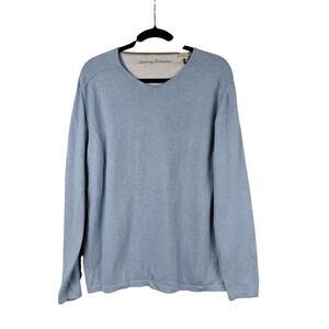 Tommy Bahama Men's Light Blue V Neck Sweater Long Sleeve Cotton Cashmere Blend L
